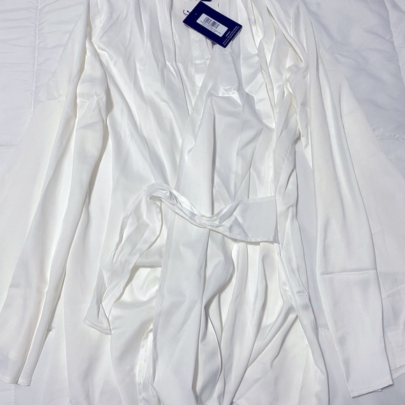 White Extreme Plunge Tie Detail Blazer Dress - Picture 2 of 2